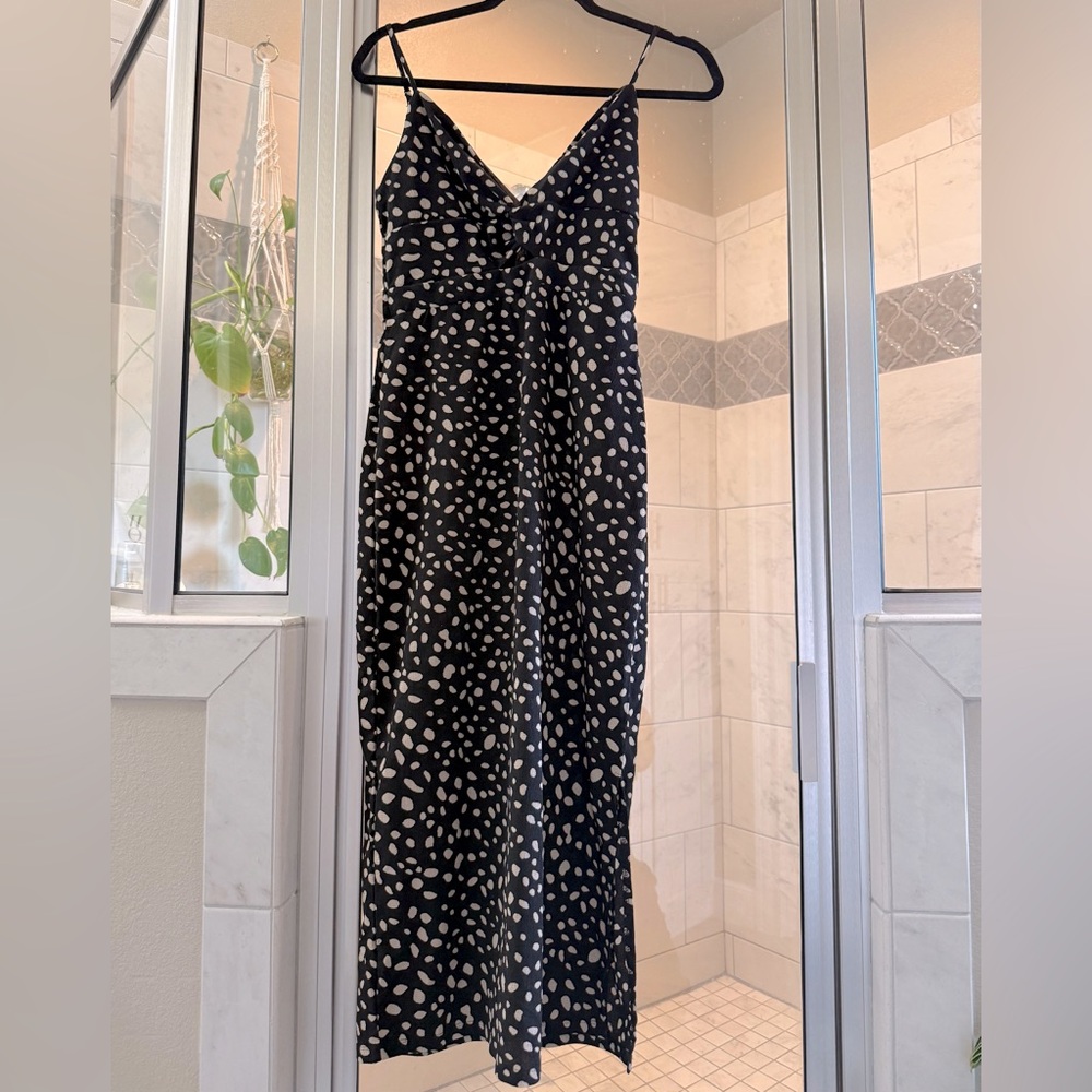 Crawford Metallic Polka Dot Midi Dress - Black/White